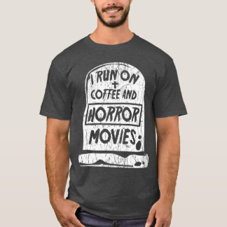 Ik Draai Op Koffie En Horrorfilms Fan Funny Biosco T-shirt