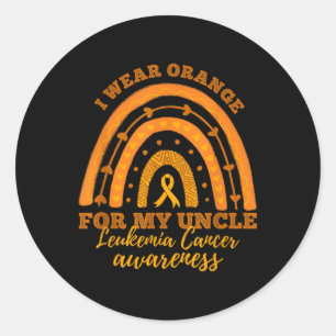Ik dragen oranje voor mijn oom Leukemie Kanker bew Ronde Sticker