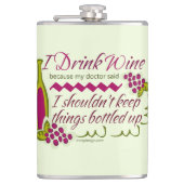 Ik Drink de citaat van de grappige wijn Heupfles (Voorkant)