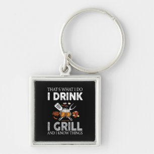 Ik Drink en grill Food Custom Cadeft Sleutelhanger