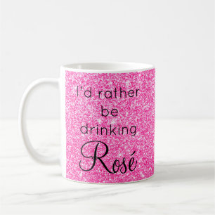 Ik Drink liever Rosé Pink Glitter Sparkle. Koffiemok