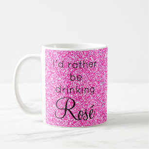 Ik drink liever Rosé roze glittersparkling Koffiemok