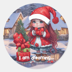 Ik droom. Christmas Ronde Sticker