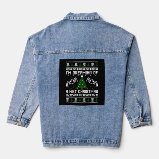 Ik droom van een nat kerstfeest denim jacket (Achterkant)