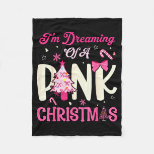 Ik droom van een roze kerst roze Kerstboom Vin Fleece Deken