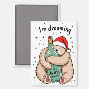Ik droom van een wijn Kerstmis Magneet