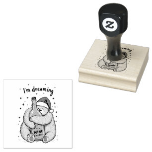 Ik droom van een wijn Kerstmis Rubberstempel