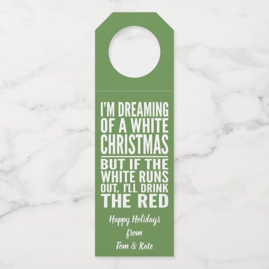 Ik droom van een witte of rode kerst flessenhanger (Voorkant)