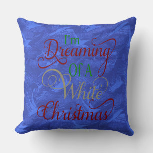 Ik droom van White Kerstmis China Blue Pillow Kussen