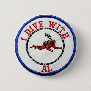 *Ik duik met AL - Gepersonaliseerd Ronde Button 5,7 Cm