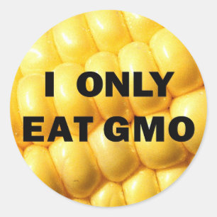 "Ik eet alleen GGO's" ticker Ronde Sticker