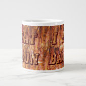 Ik eet Bacon-tekst met achtergrond Extra Grote Beker (Voorkant)