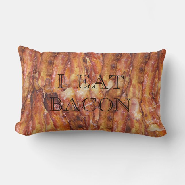 Ik eet Bacon-tekst met achtergrond Kussen (Voorkant)