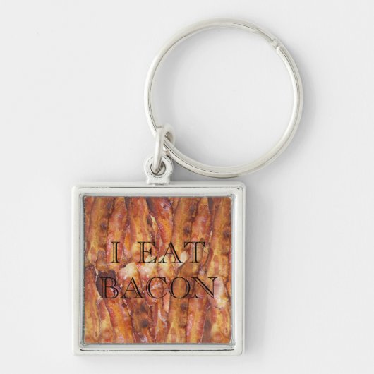 Ik eet Bacon-tekst met achtergrond Sleutelhanger (Voorkant)