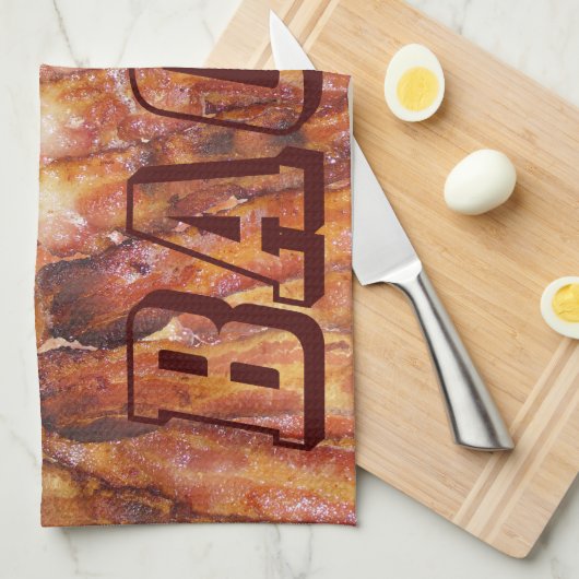 Ik eet Bacon-tekst met achtergrond Theedoek (Quarter Fold)