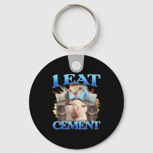 Ik eet cement Funny Cat Meme Mannen Vrouwen Kinder Sleutelhanger
