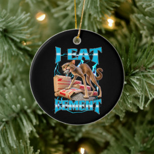Ik Eet Cement Grappig Ontspoorde Kat Meme Kitty Bo Keramisch Ornament