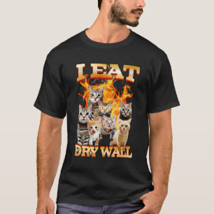 Ik eet droge muur cement grappige kat meme bootleg t-shirt