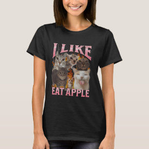 Ik eet graag Apple Funny Cat Meme Bootleg Graphic T-shirt
