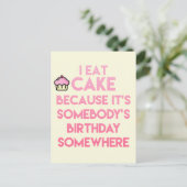 Ik eet taart! Grappig citaat Briefkaart (Staand voorkant)