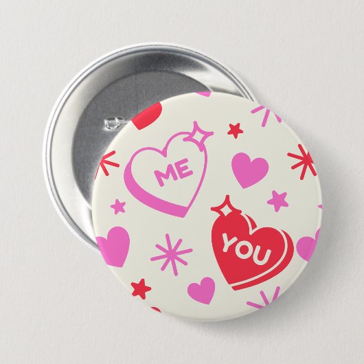 Ik en jij romantische harten Button (Voorkant /achterkant)