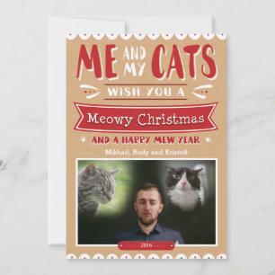 Ik en mijn katten 5x7 fotokaart feestdagenkaart