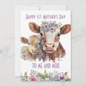 Ik en Moo Schattige Koe en Kalf Moederdag Feestdagenkaart (Voorkant)