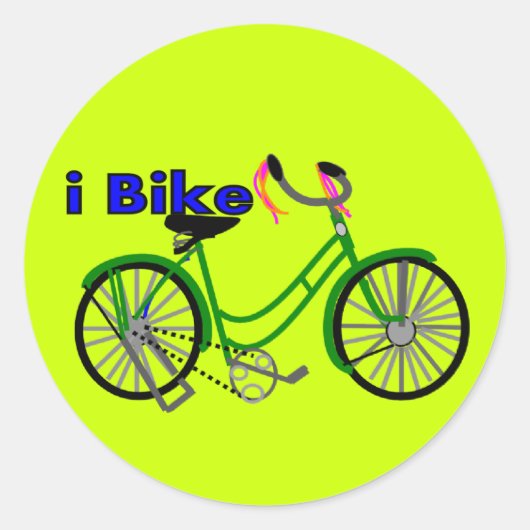 Ik fiets (fiets) tekening 1950 fiets ronde sticker (Voorkant)