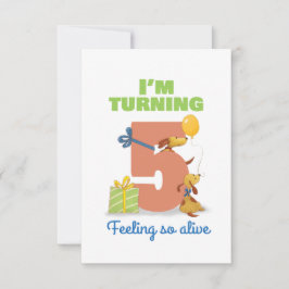 Ik ga 5 Happy Birthday-kaart draaien voor kinderen RSVP Kaartje