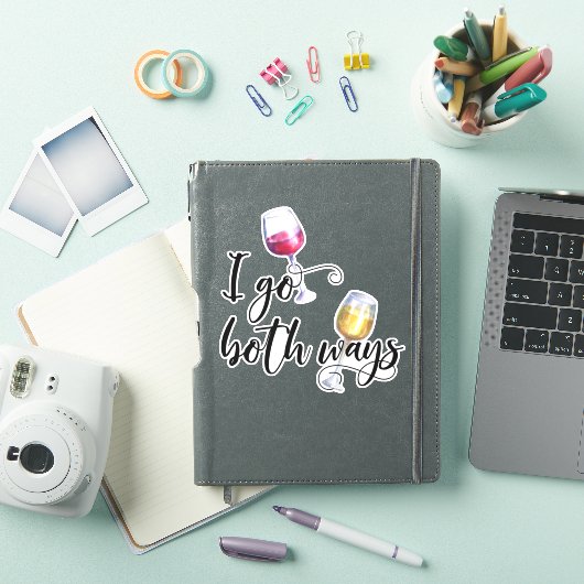 Ik ga beide manieren grappig wijn liefhebber wit r sticker (iPad Cover)