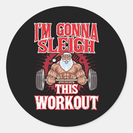 Ik ga deze training Sinterklaas Gym Merr sleeën Ronde Sticker (Voorkant)