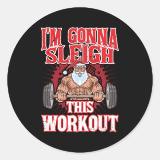 Ik ga deze training Sinterklaas Gym Merr sleeën Ronde Sticker