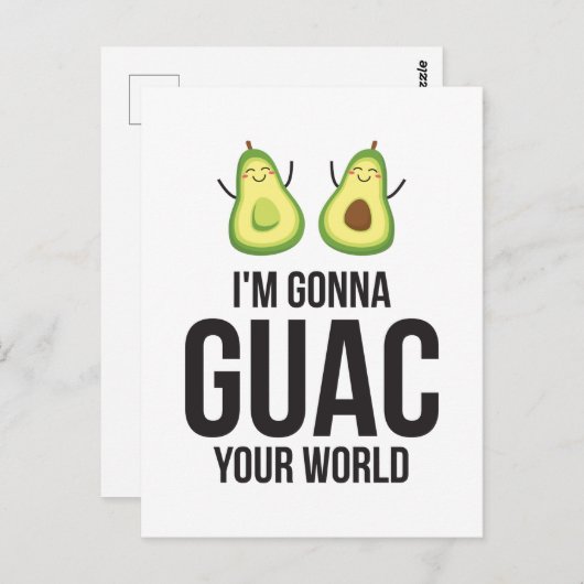 Ik ga je wereld schelen, Guacamole Avocado Briefkaart (Voorkant / Achterkant)