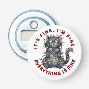 Ik Ga Leuk Alles Is Leuk Grappige Kerstkat Button Flesopener