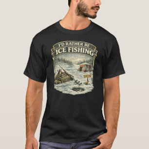 Ik Ga Liever Ijsvissen Vintage Ijsvisser Design T-shirt