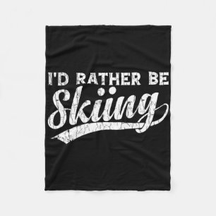 Ik Ga Liever Skiën Grappige Vintage Retro Ski Skie Fleece Deken