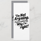 "Ik Ga Niet Discussiëren Uitnodiging" Kaart (Voorkant / Achterkant)