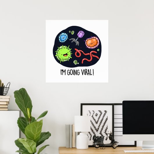 Ik ga Viral Funny Virus Pun Poster (Thuiskantoor)