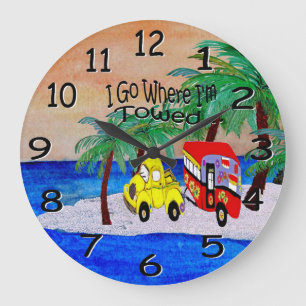 ik ga waar ik word weggesleept camper wandklok grote klok