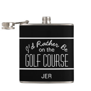 Ik Gaan Liever Naar De Golfbaan Monogram Zwarte Heupfles