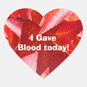 Ik gaf vandaag stickers bloeddonoren rood hart
