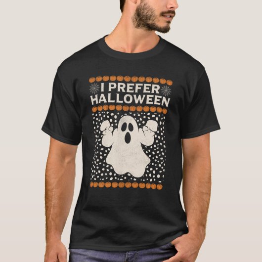 Ik geef de voorkeur aan Halloween Skeleton Santa K T-shirt (Voorkant)