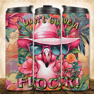 Ik geef geen vliegende kudde sassy roze flamingo thermosbeker