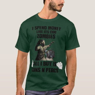 Ik geef geld uit alsof het kabeljauw zombies grapp t-shirt