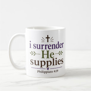 Ik Geef Me Over, Hij Voorziet Christelijke Aanmoed Koffiemok