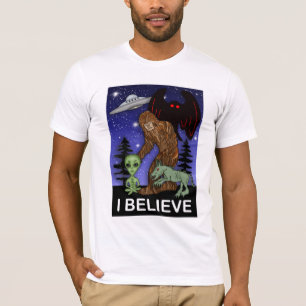 Ik geloof   Big Foot Alien Mothman UFO Chupacabra T-shirt