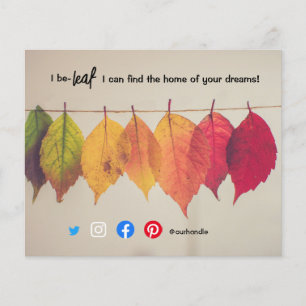 Ik geloof blad herfst vastgoed makelaar marketing flyer