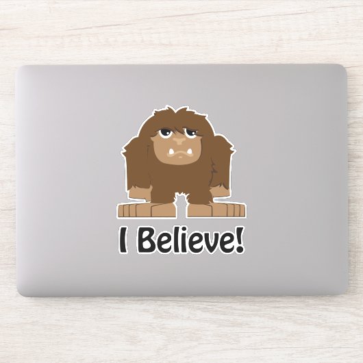 Ik geloof Cartoon Sasquatch Bigfoot Sticker (Computer)