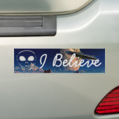 Ik geloof dat Aliens UFO-Bumpersticker Bumpersticker (Op auto)