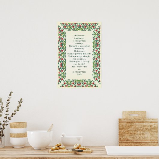 Ik geloof dat verbeelding een sterkere kennis is poster (Keuken)